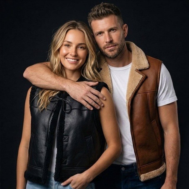 Shearling-lined leather vest
